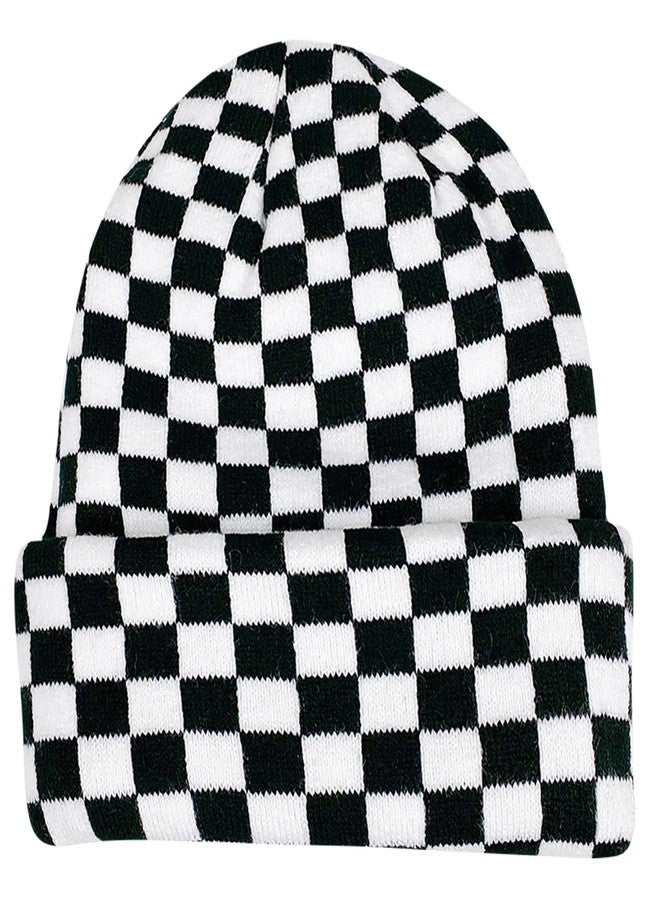 Piewag Checkered Beanie Winter Hats for Womens Mens Thick Knitted Soft Warm Slouchy Skull Cap Y2k Beanie - Image 1